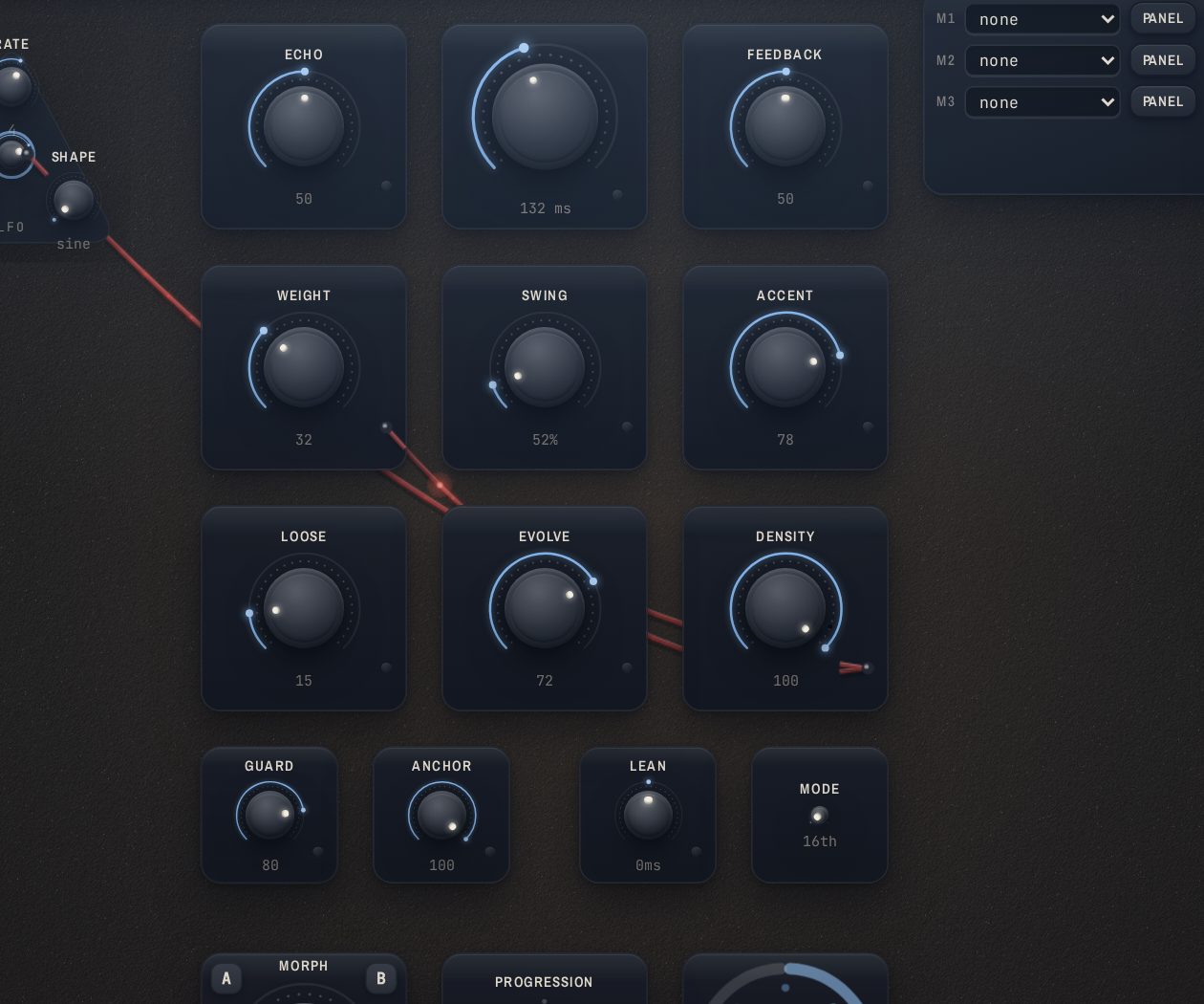 The board in cue mode, tinted blue